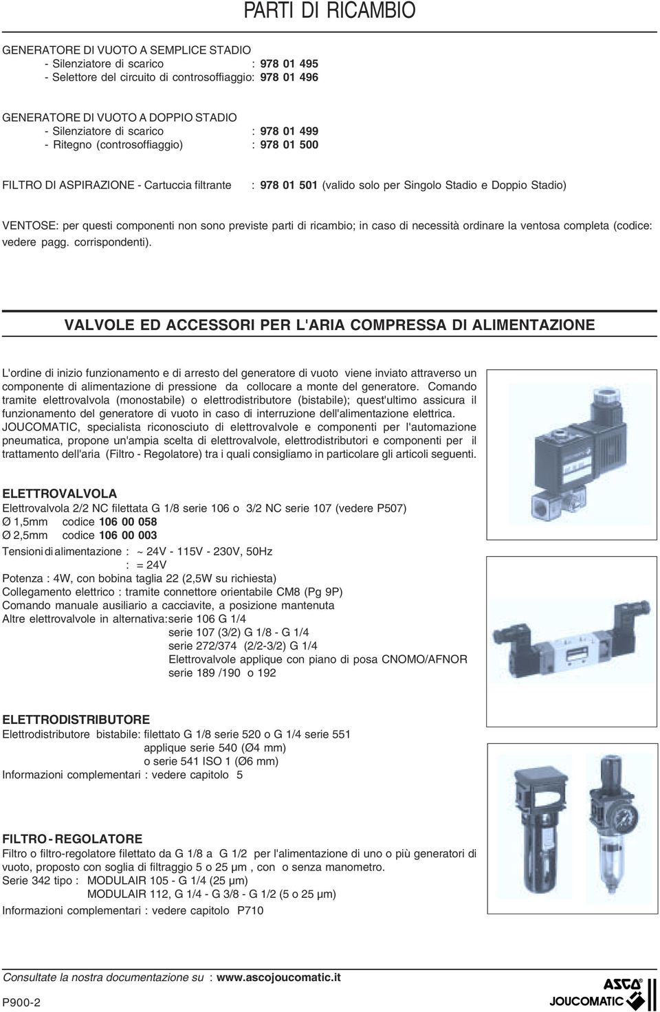 previste parti di ricambio; in caso di necessità ordinare la ventosa completa (codice: vedere pagg. corrispondenti).