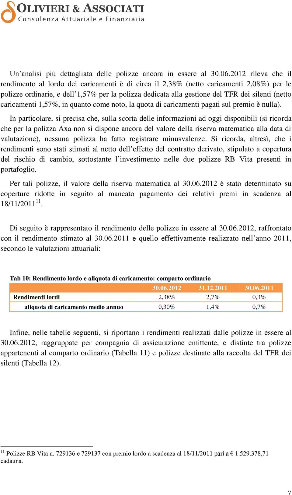 caricamenti 1,57%, in quanto come noto, la quota di caricamenti pagati sul premio è nulla).