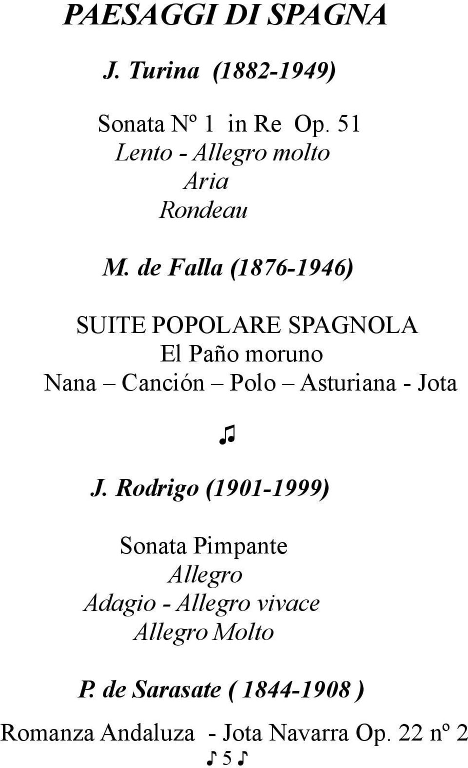 de Falla (1876-1946) SUITE POPOLARE SPAGNOLA El Paño moruno Nana Canción Polo Asturiana -