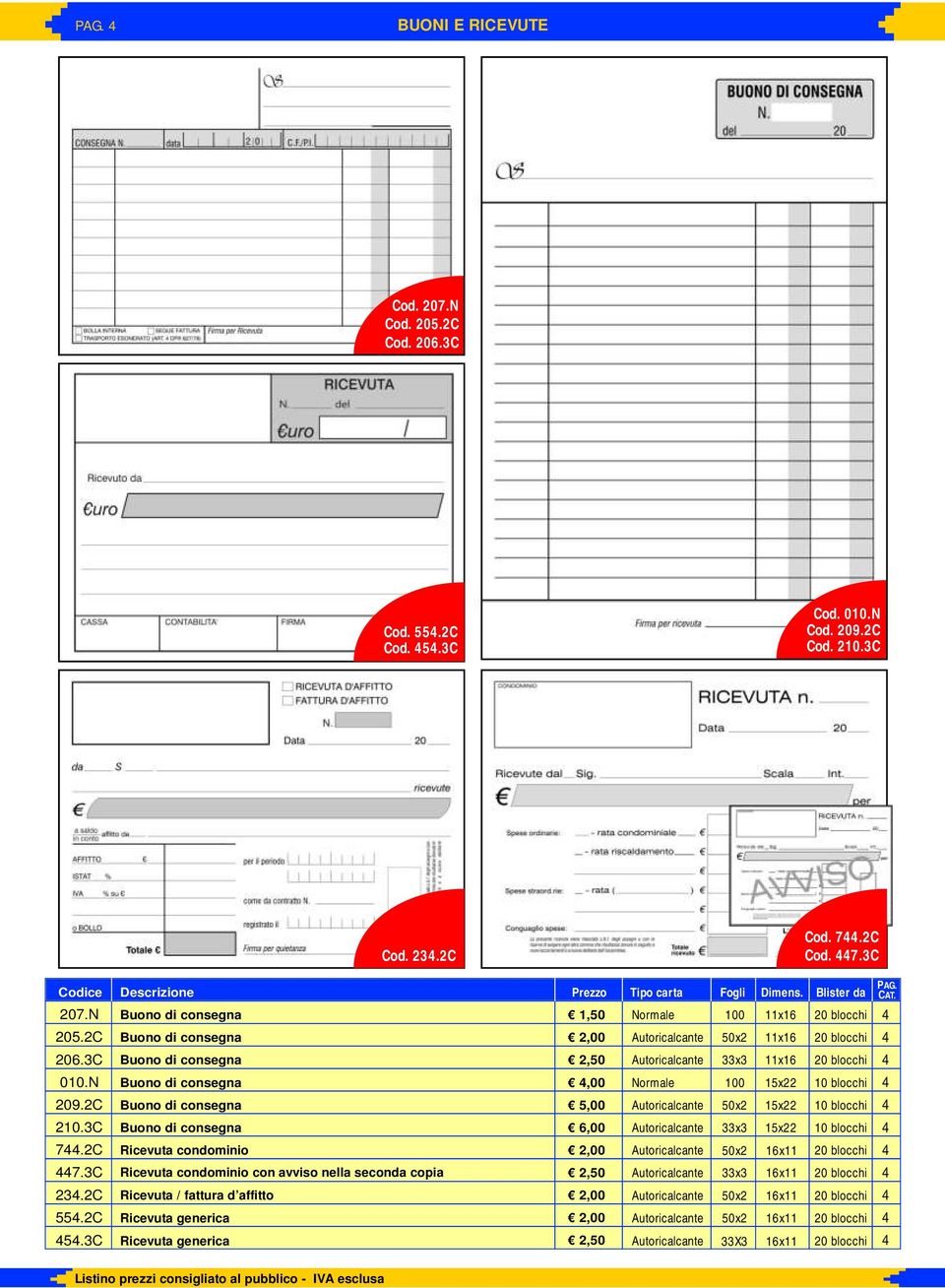 N Buono di consegna Buono di consegna Buono di consegna 2,00 2,50 4,00 Normale 50x2 33x3 100 11x16 11x16 15x22 20 blocchi 20 blocchi 10 blocchi 209.2C 210.