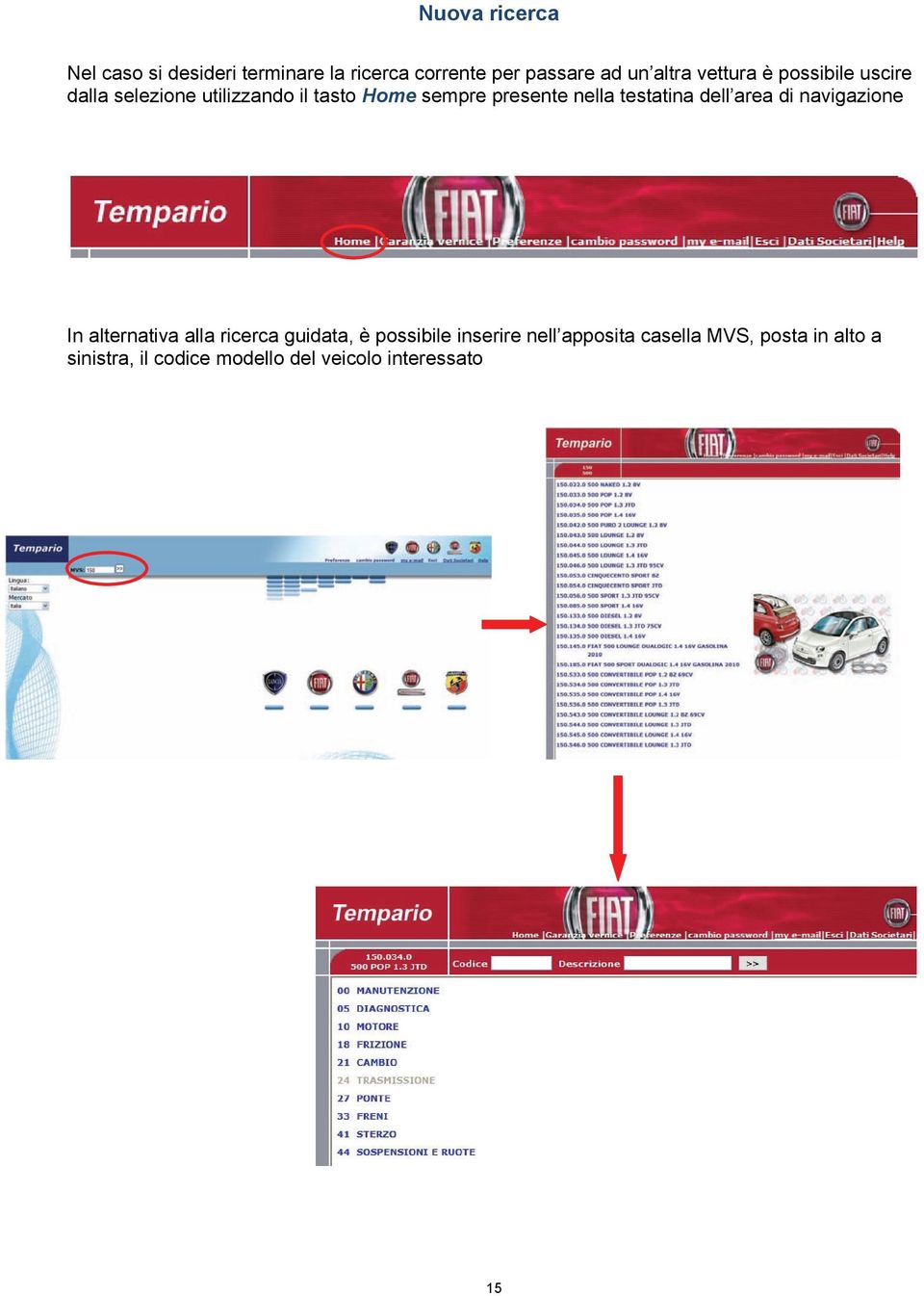 testatina dell area di navigazione In alternativa alla ricerca guidata, è possibile inserire