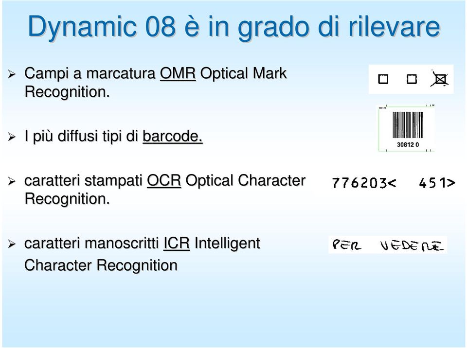 caratteri stampati OCR Optical Character Recognition.