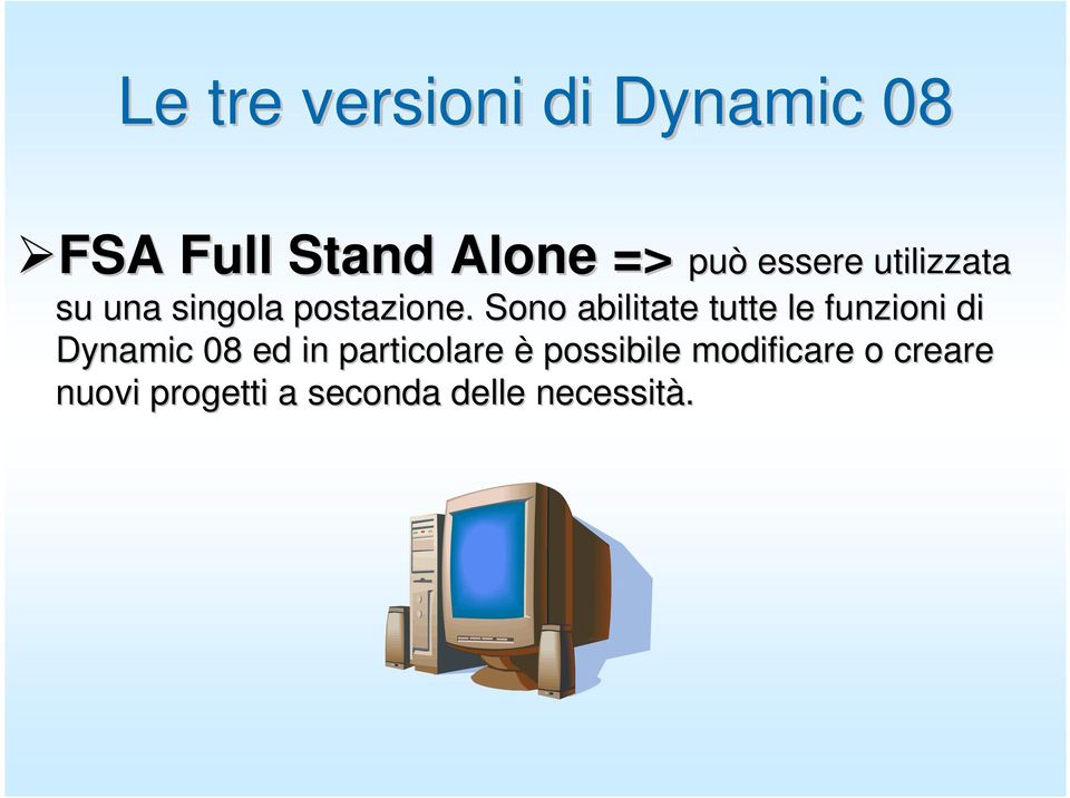 Sono abilitate tutte le funzioni di Dynamic 08 ed in