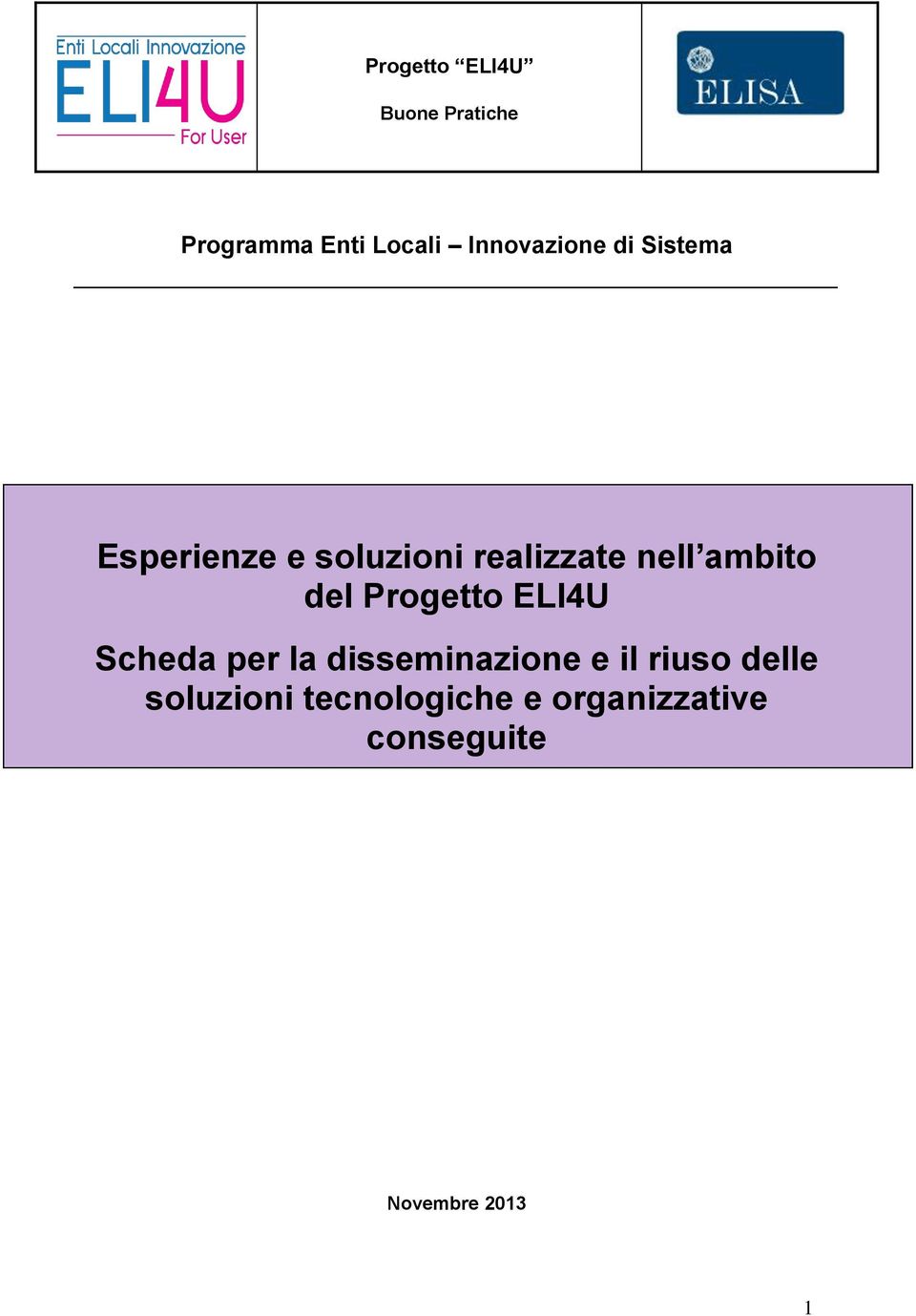 Scheda per la disseminazione e il riuso delle soluzioni