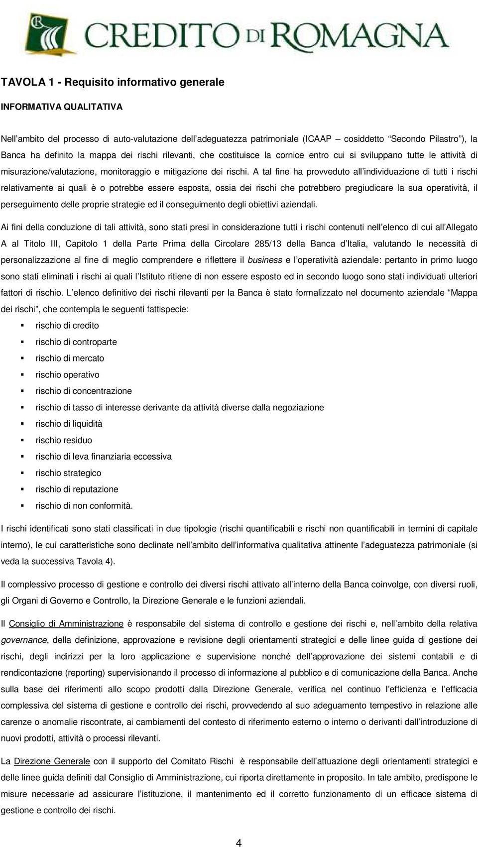 A tal fine ha provveduto all individuazione di tutti i rischi relativamente ai quali è o potrebbe essere esposta, ossia dei rischi che potrebbero pregiudicare la sua operatività, il perseguimento