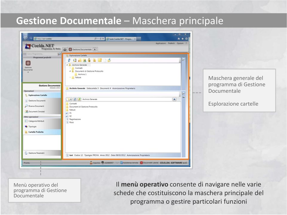 Gestione Documentale Il menù operativoconsente di navigare nelle varie schede