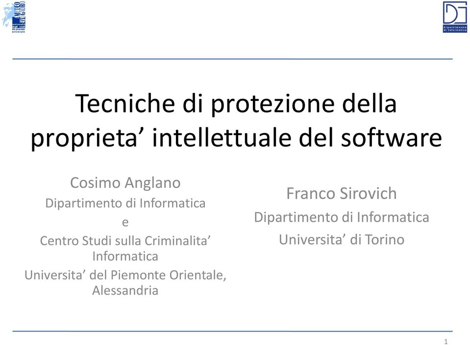 Criminalita Informatica Universita del Piemonte Orientale,