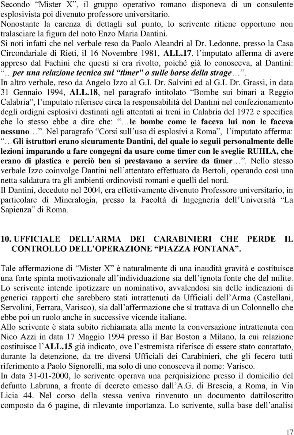 Ledonne, presso la Casa Circondariale di Rieti, il 16 Novembre 1981, ALL.