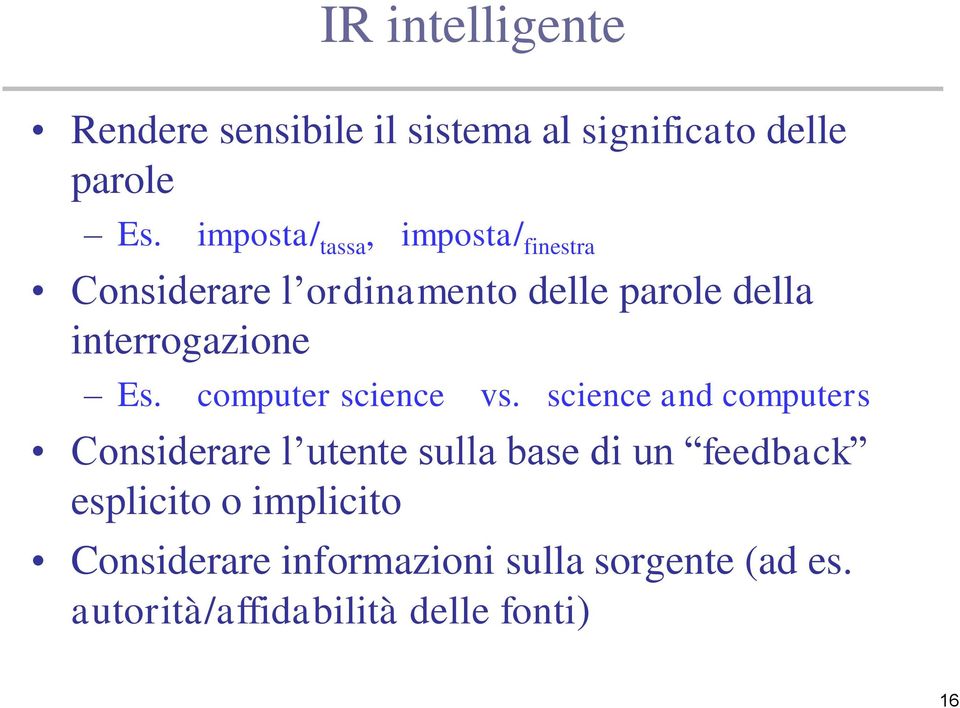 interrogazione Es. computer science vs.