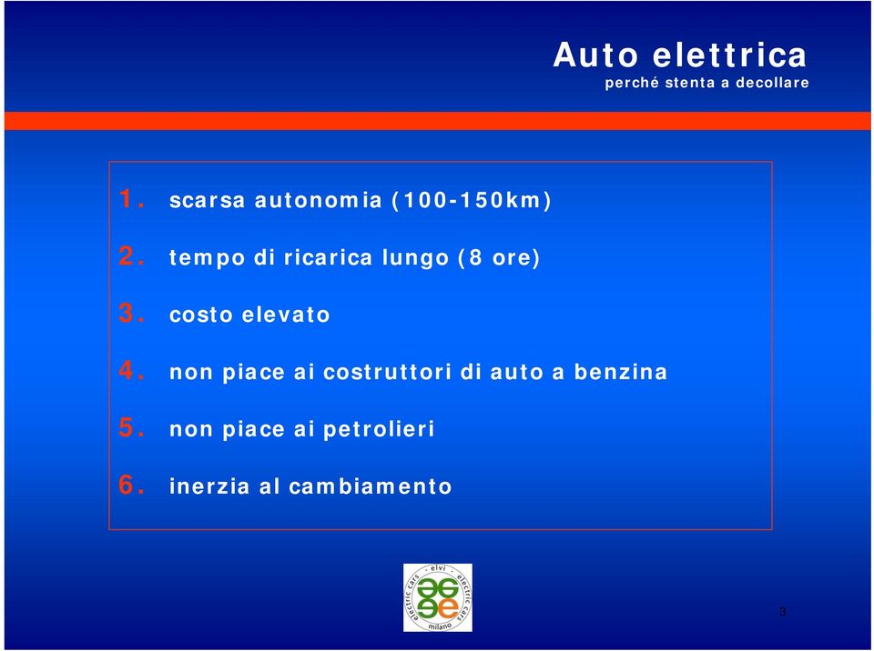 tempo di ricarica lungo (8 ore) 3. costo elevato 4.