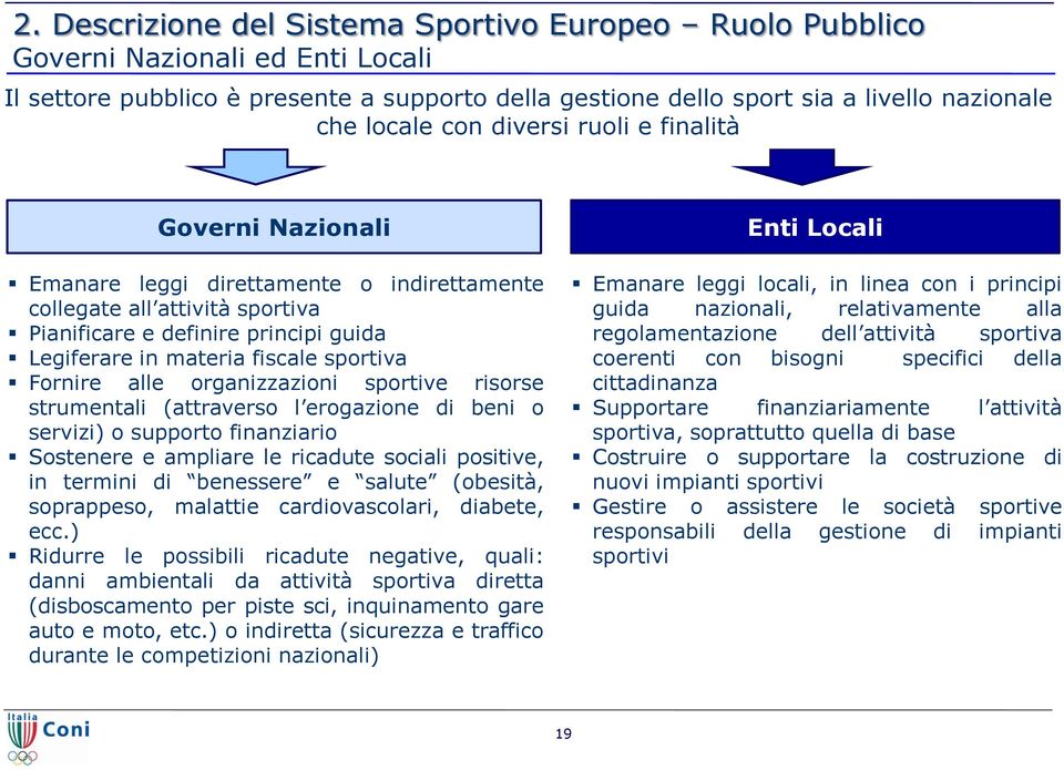 Fornire alle organizzazioni sportive risorse strumentali (attraverso l erogazione di beni o servizi) o supporto finanziario Sostenere e ampliare le ricadute sociali positive, in termini di benessere