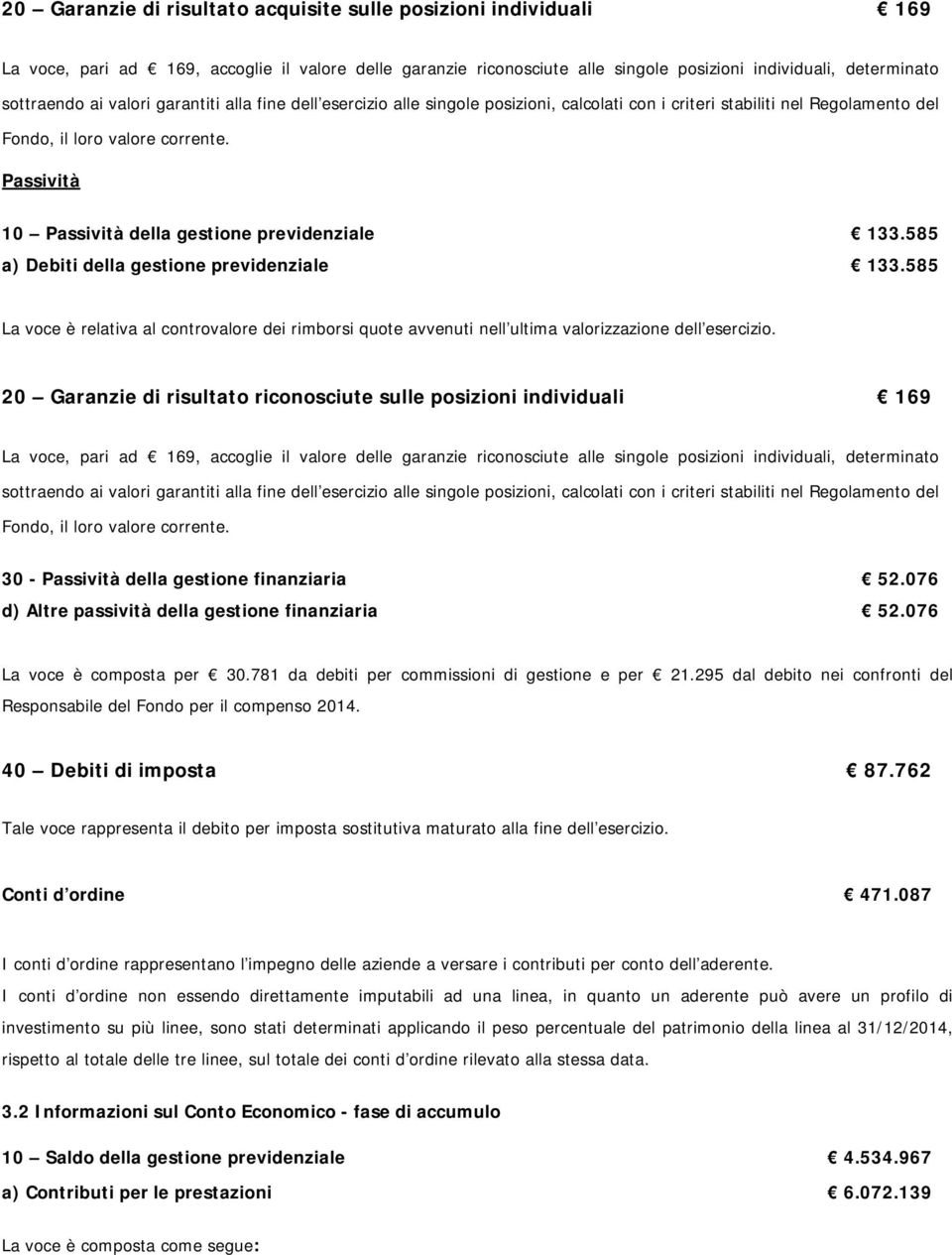 Passività 10 Passività della gestione previdenziale 133.585 a) Debiti della gestione previdenziale 133.