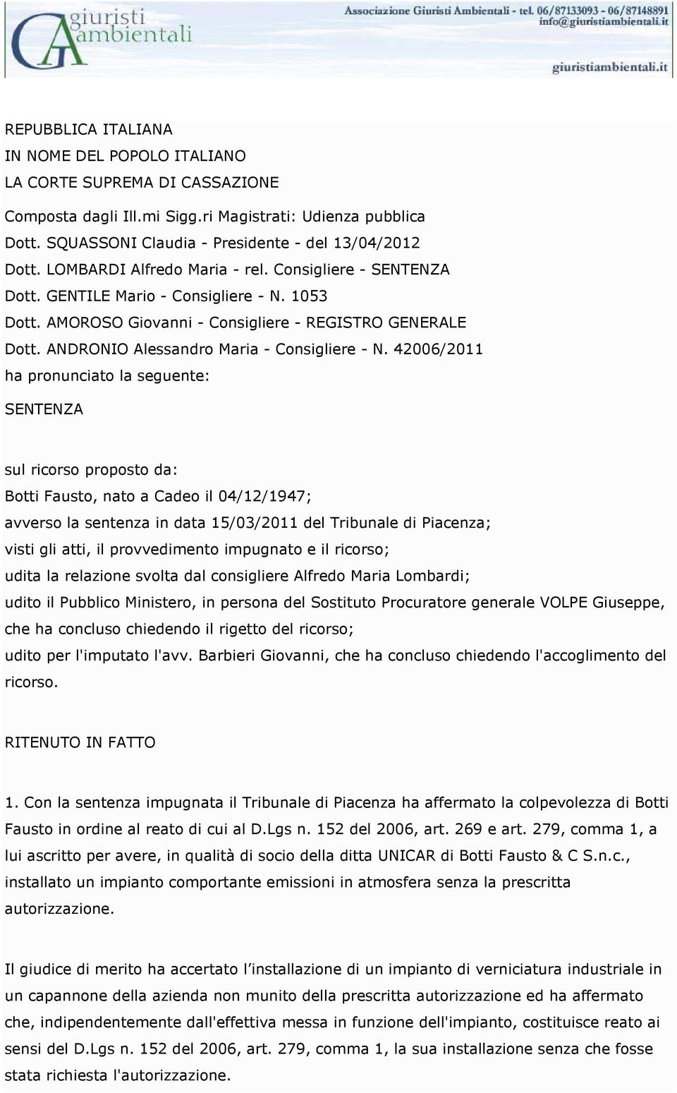 ANDRONIO Alessandro Maria - Consigliere - N.
