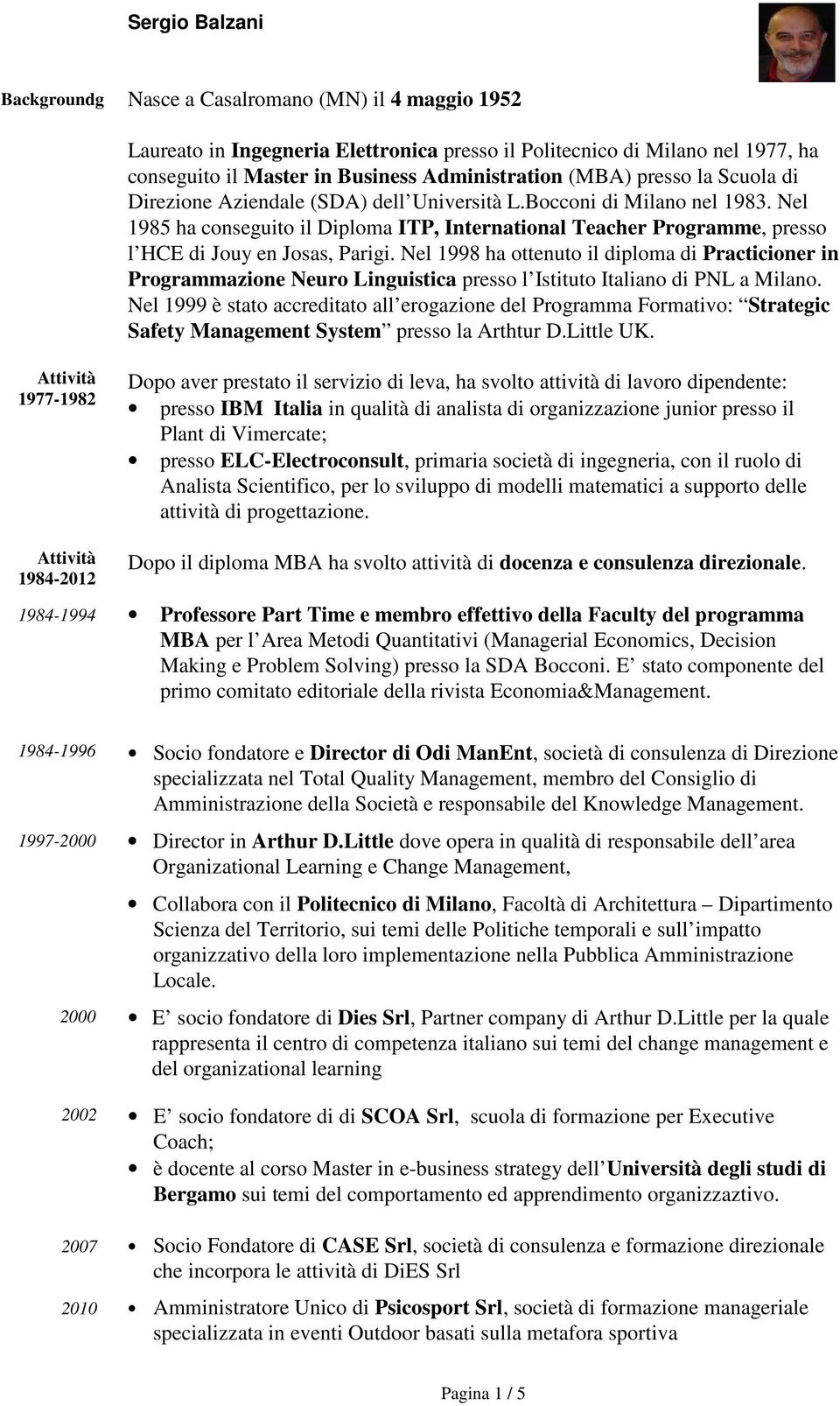 Nel 1998 ha ottenuto il diploma di Practicioner in Programmazione Neuro Linguistica presso l Istituto Italiano di PNL a Milano.