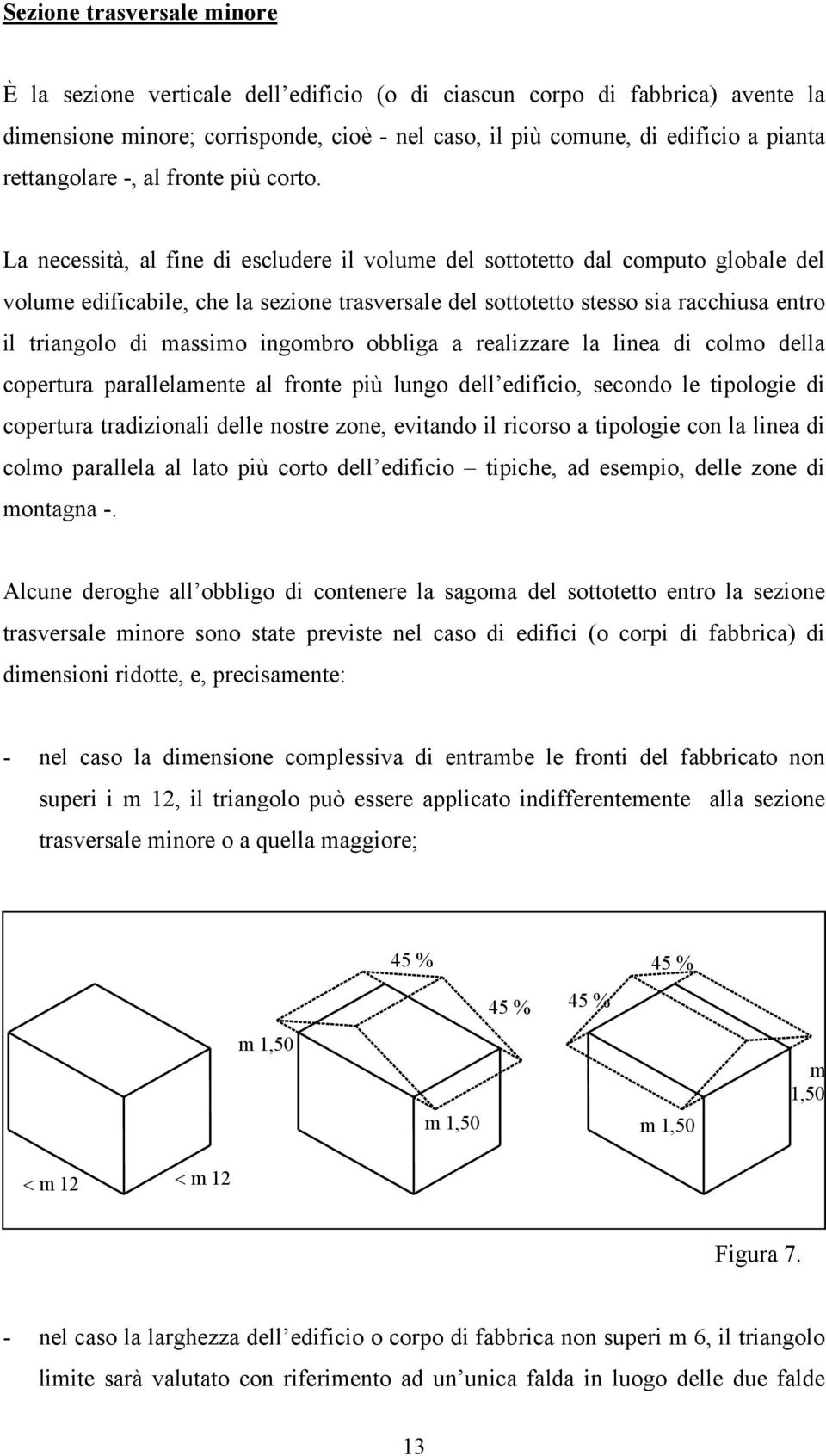 La necessità, al fine di escludere il volume del sottotetto dal computo globale del volume edificabile, che la sezione trasversale del sottotetto stesso sia racchiusa entro il triangolo di massimo