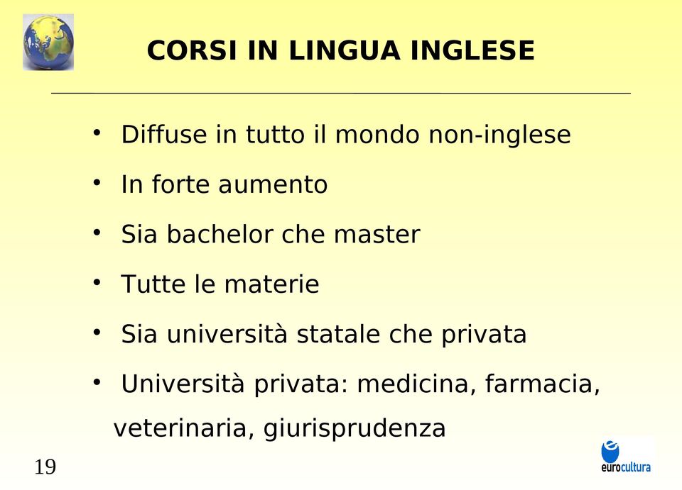 Tutte le materie Sia università statale che privata