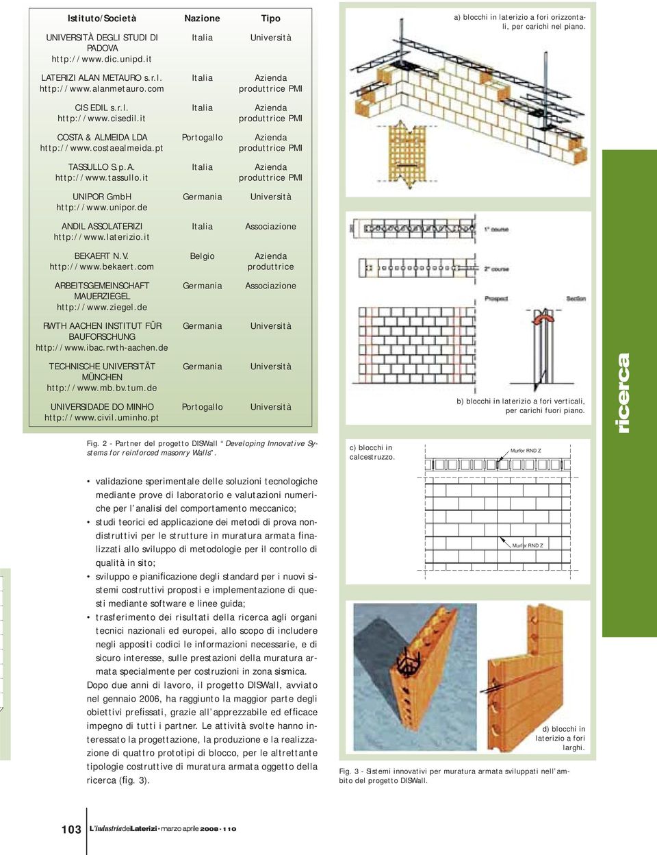 it produttrice PMI UNIPOR GmbH http://www.unipor.de ANDIL ASSOLATERIZI http://www.laterizio.it Associazione BEKAERT N.V. http://www.bekaert.