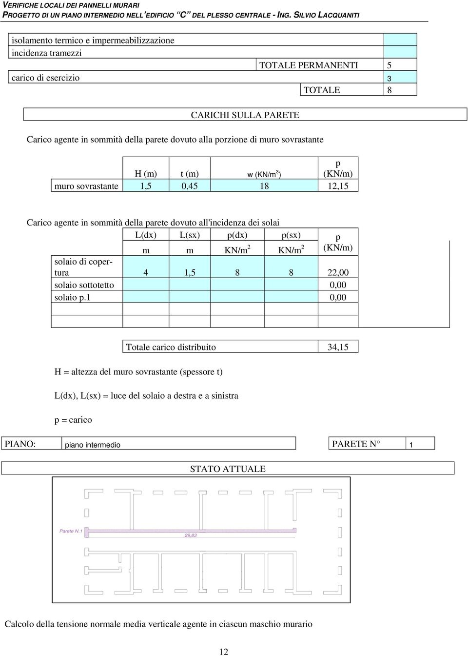 p m m KN/m KN/m (KN/m) solaio di copertura 4 1,5 8 8,00 solaio sottotetto 0,00 solaio p.