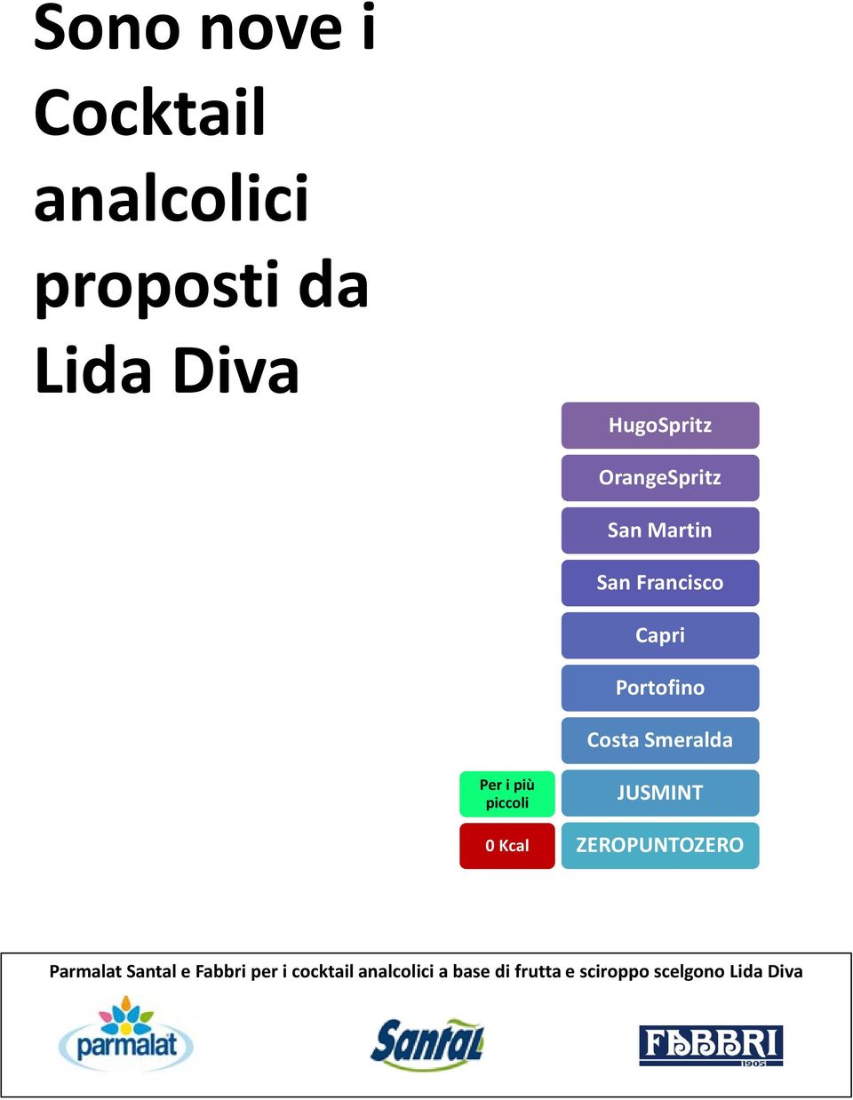 Per i più piccoli 0 Kcal JUSMINT ZEROPUNTOZERO Parmalat Santal e