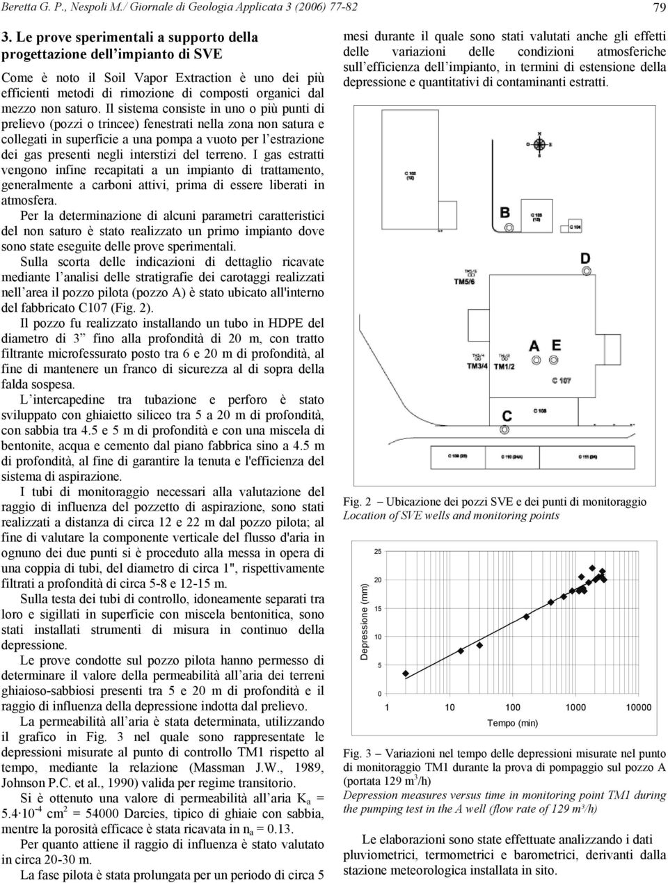 Il sistema consiste in uno o più punti di prelievo (pozzi o trincee) fenestrati nella zona non satura e collegati in superficie a una pompa a vuoto per l estrazione dei gas presenti negli interstizi