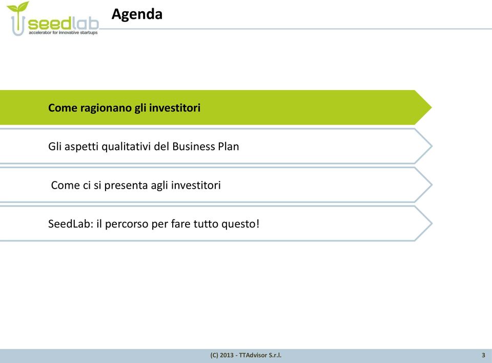 Plan Come ci si presenta agli