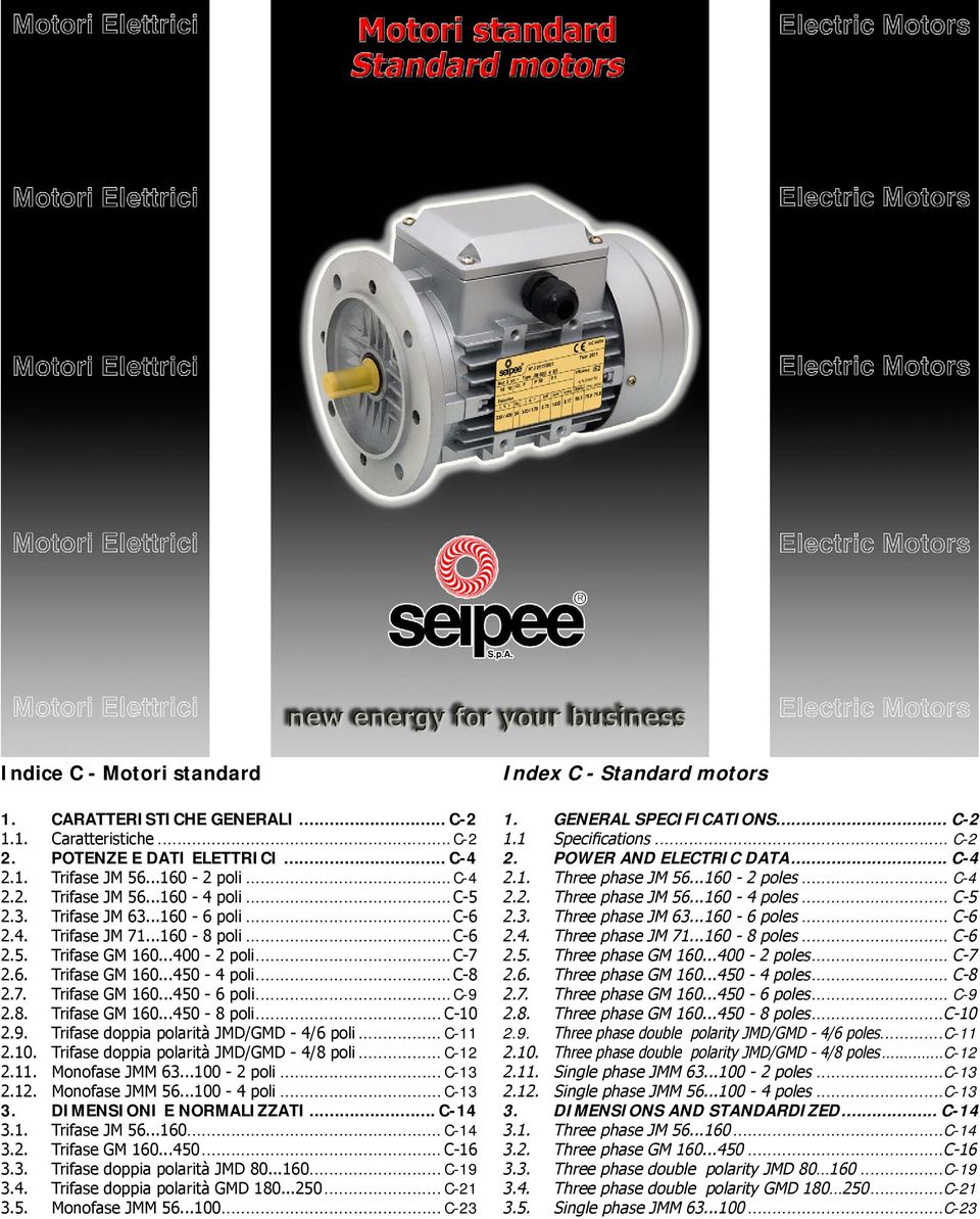 .. C-10 2.9. Trifase doppia polarità JMD/GMD - 4/6 poli... C-11 2.10. Trifase doppia polarità JMD/GMD - 4/8 poli... C-12 2.11. Monofase JMM 63...100-2 poli... C-13 2.12. Monofase JMM 56...100-4 poli.