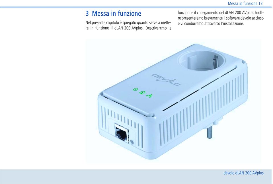 Descriveremo le Messa in funzione 13 funzioni e il collegamento del dlan