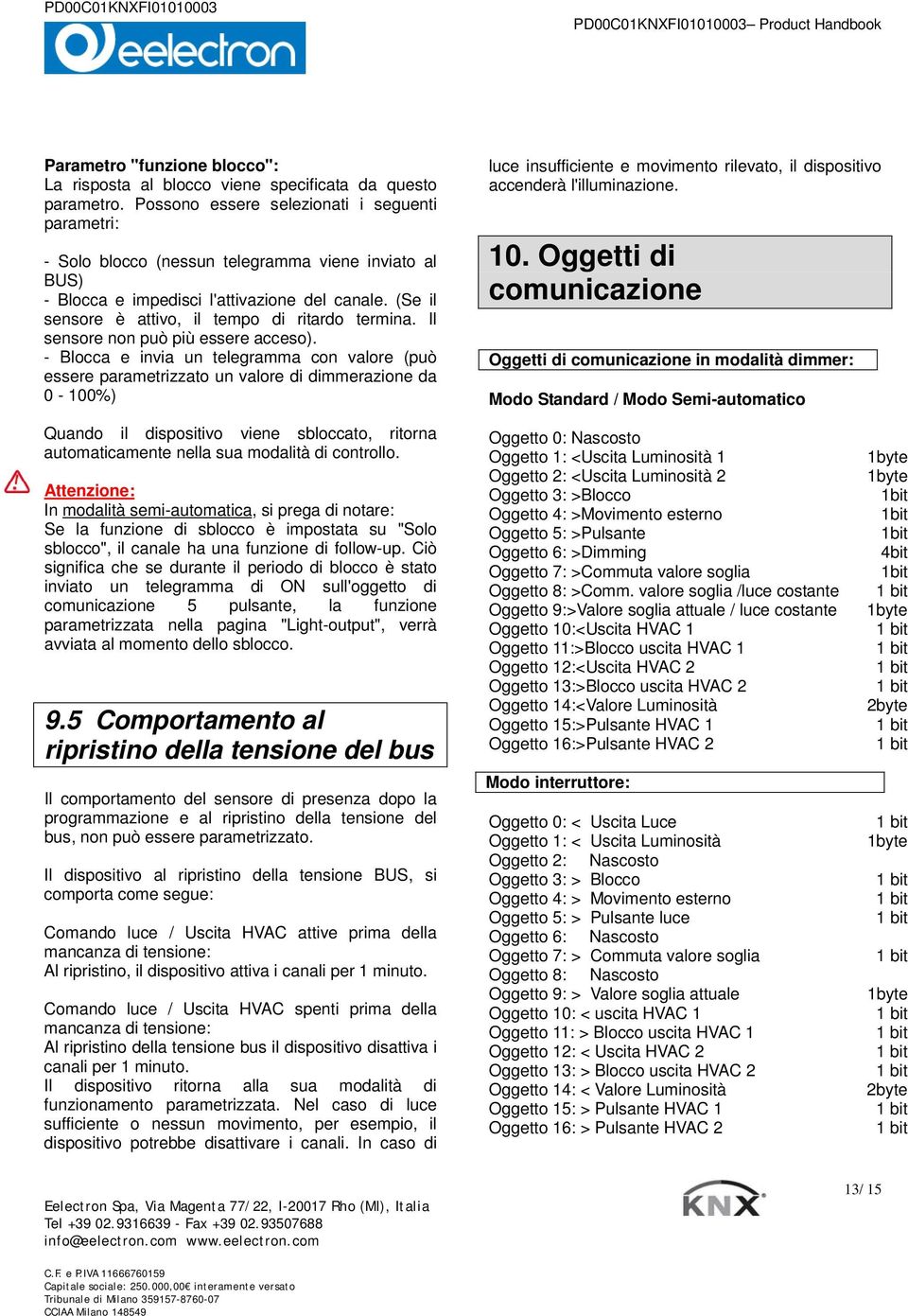 (Se il sensore è attivo, il tempo di ritardo termina. Il sensore non può più essere acceso).