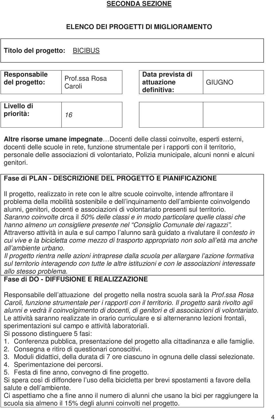 funzione strumentale per i rapporti con il territorio, personale delle associazioni di volontariato, Polizia municipale, alcuni nonni e alcuni genitori.