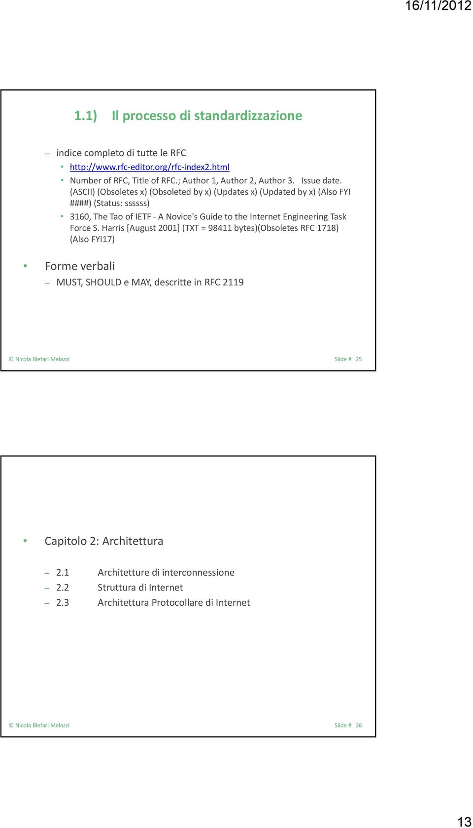 (ASCII) (Obsoletes x) (Obsoleted by x) (Updates x) (Updated by x) (Also FYI ####) (Status: ssssss) 3160, The Tao of IETF A Novice's Guide to the Internet Engineering Task