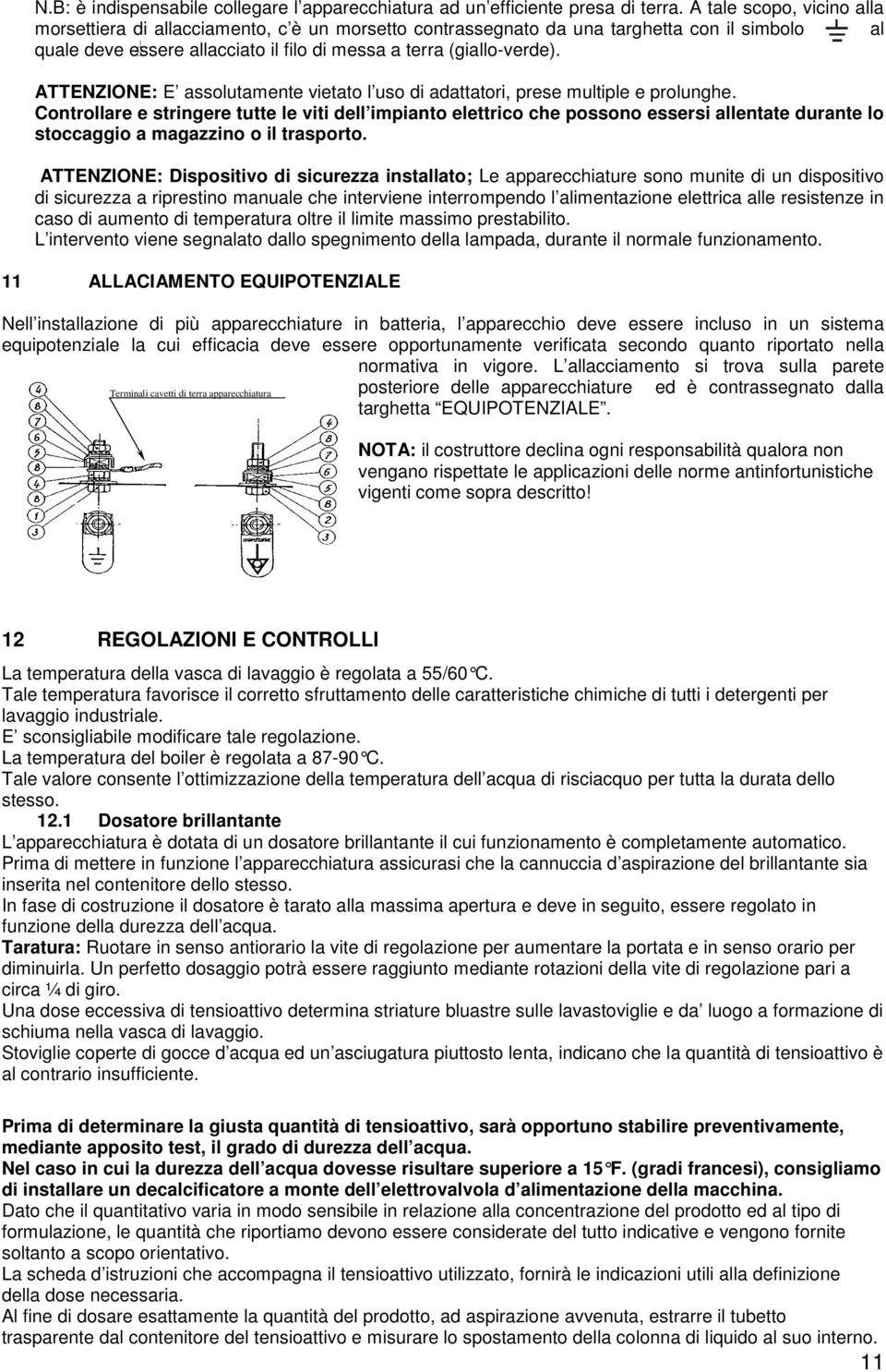 ATTENZIONE: E assolutamente vietato l uso di adattatori, prese multiple e prolunghe.