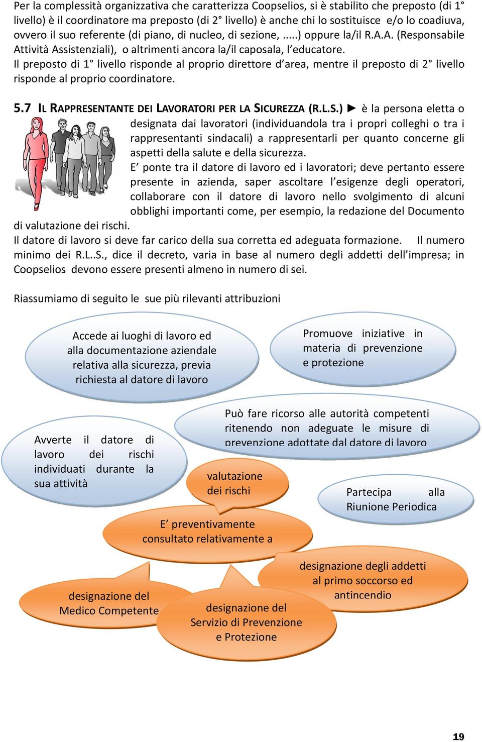 Il preposto di 1 livello risponde al proprio direttore d area, mentre il preposto di 2 livello risponde al proprio coordinatore. 5.7 IL RAPPRESE