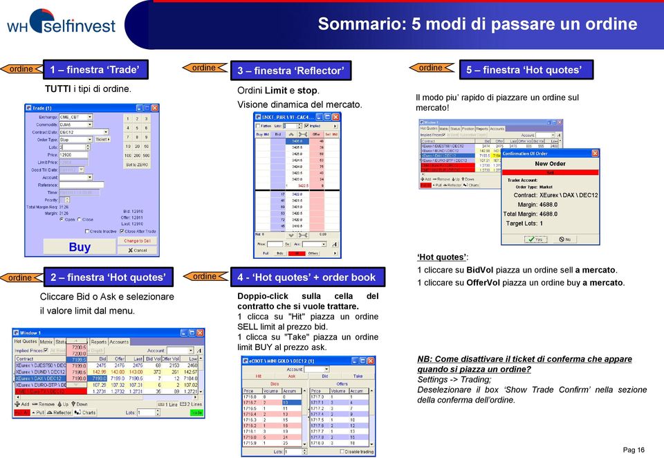 1 cliccare su OfferVol piazza un ordine buy a mercato. Cliccare Bid o Ask e selezionare il valore limit dal menu. Doppio-click sulla cella del contratto che si vuole trattare.