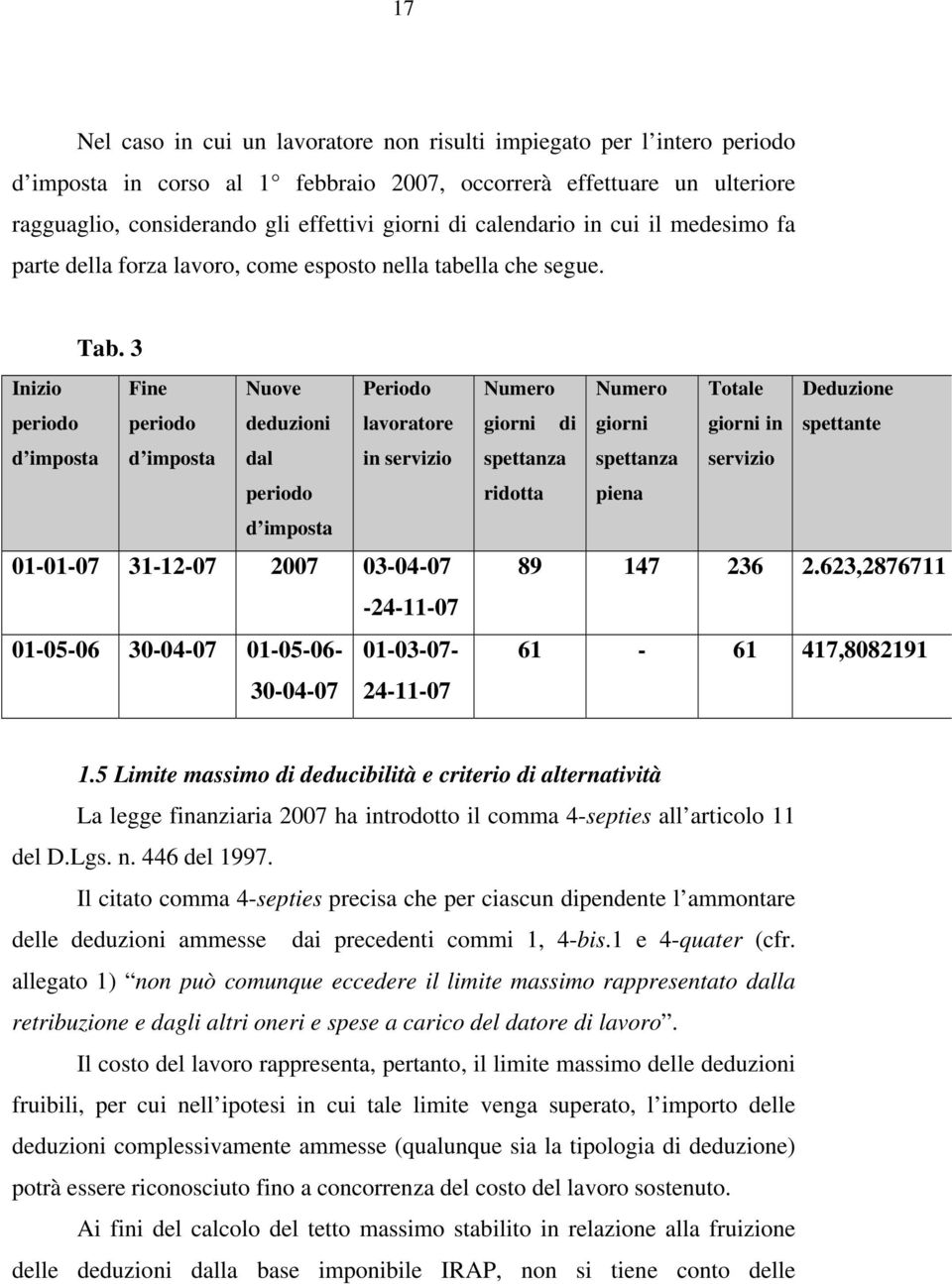 3 Inizio periodo d imposta Fine periodo d imposta Nuove deduzioni dal periodo d imposta Periodo lavoratore in servizio 01-01-07 31-12-07 2007 03-04-07-24-11-07 01-05-06 30-04-07 01-05-06-01-03-07-