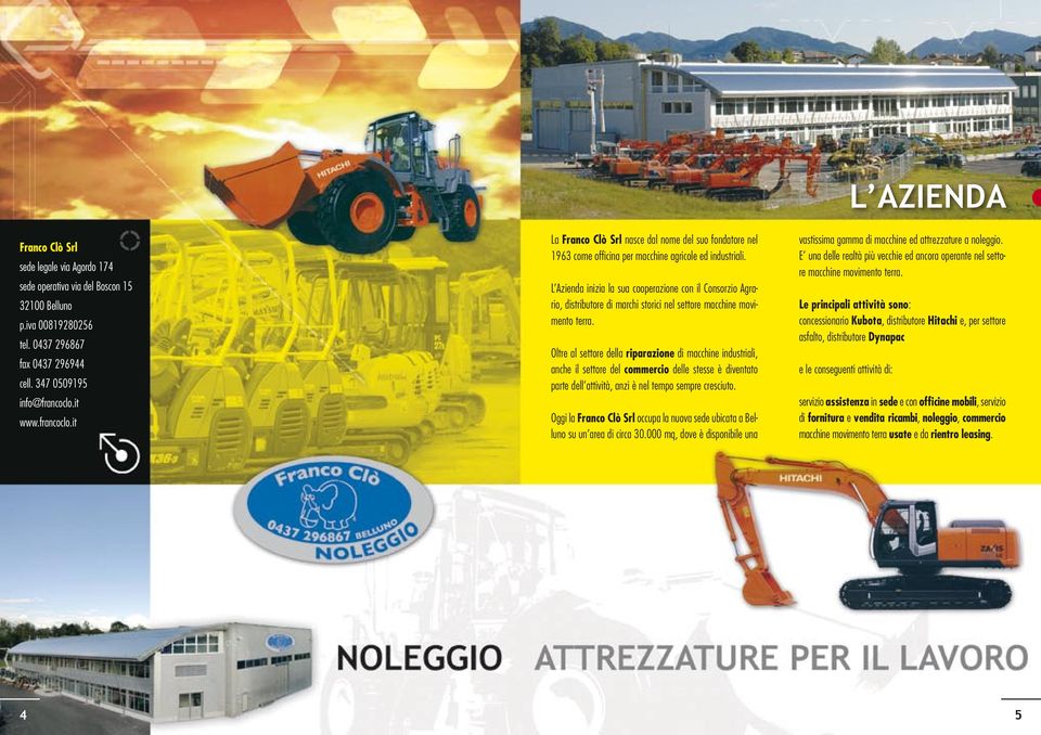 L Azienda inizia la sua cooperazione con il Consorzio Agrario, distributore di marchi storici nel settore macchine movimento terra.