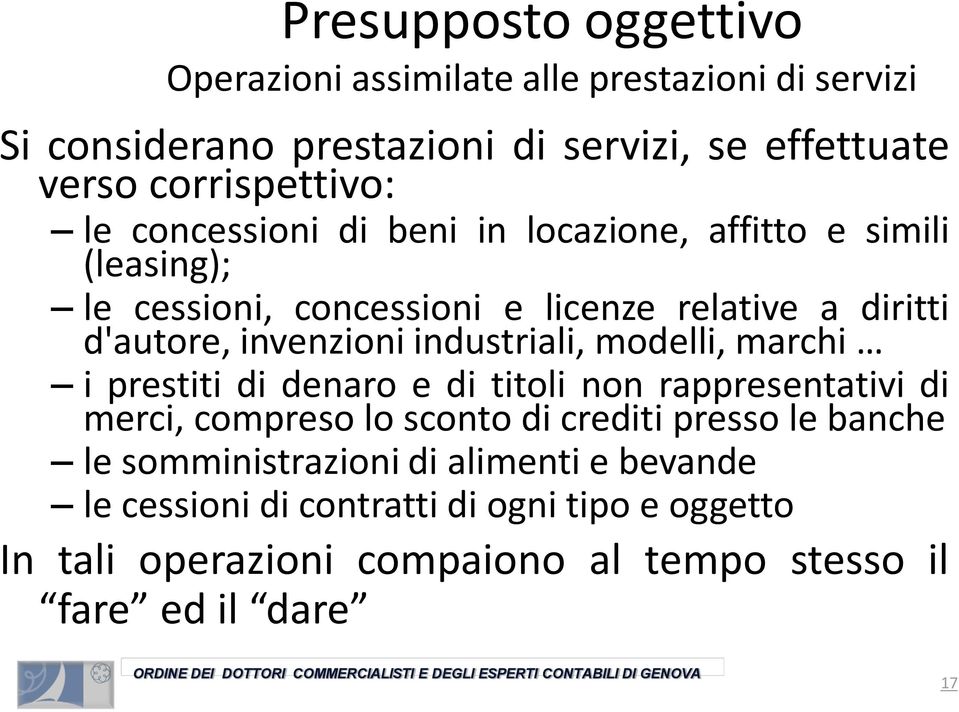 industriali, modelli, marchi i prestiti di denaro e di titoli non rappresentativi di merci, compreso lo sconto di crediti presso le banche le