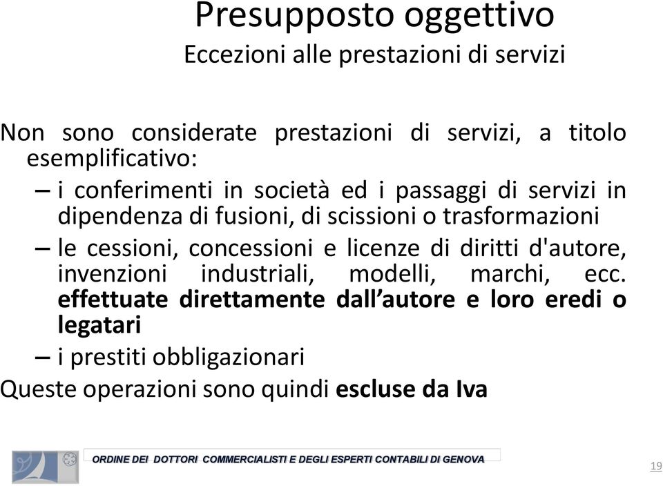 trasformazioni le cessioni, concessioni e licenze di diritti d'autore, invenzioni industriali, modelli, marchi, ecc.