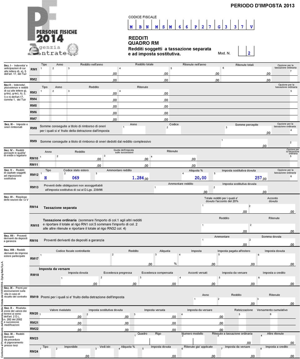 , del Tuir RM nell' totale nell' totali RM Sez II - Indennita', plusvalenze e redditi di cui alle lettere g), g-bis), g-ter), h), i), RM l) e n) dell'art., comma, del Tuir RM RM RM RM Sez.