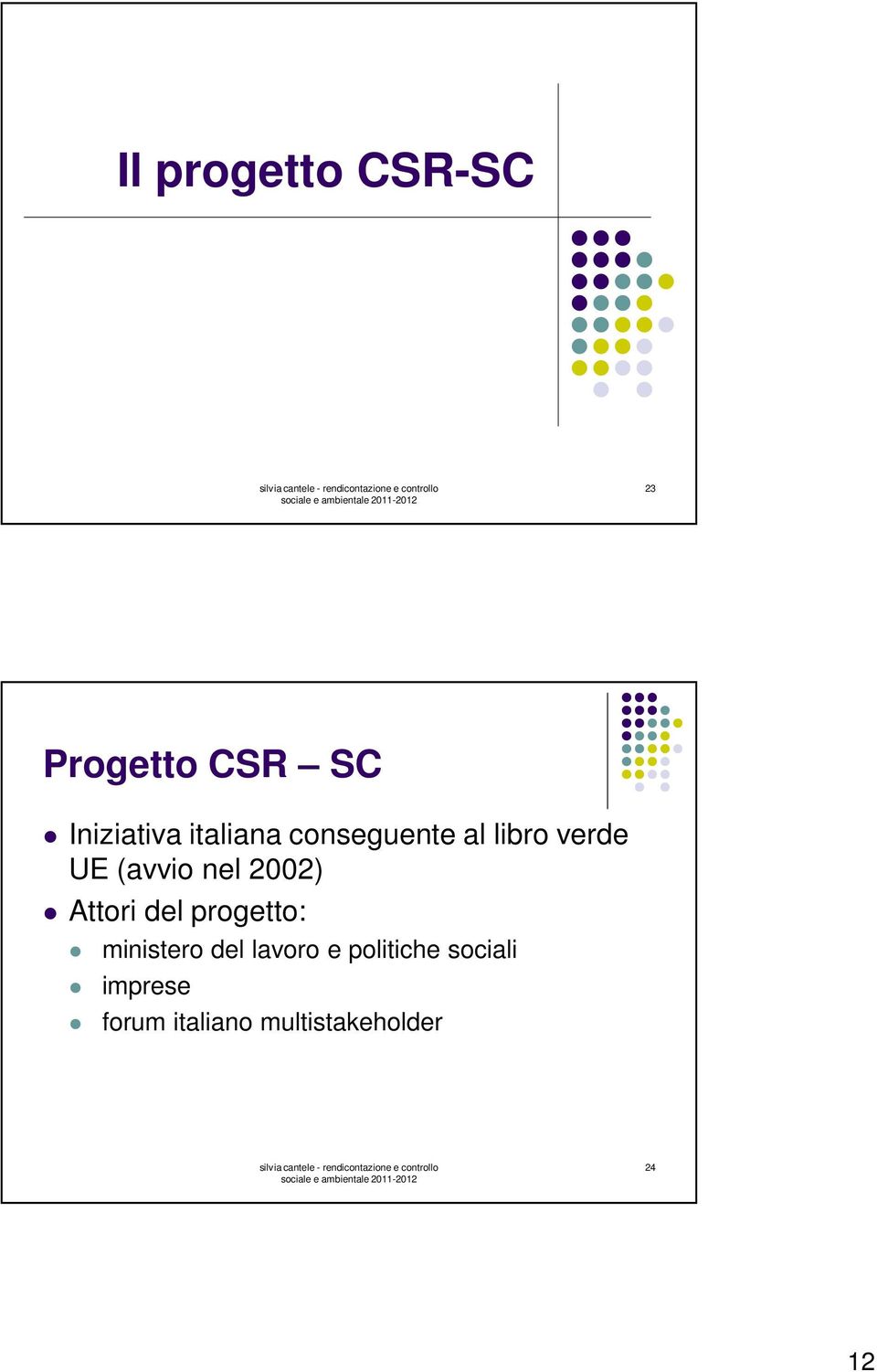 2002) Attori del progetto: ministero del lavoro e