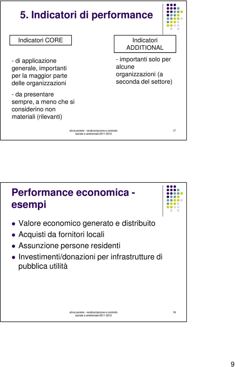sempre, a meno che si considerino non materiali (rilevanti) 17 Performance economica - esempi Valore economico generato e