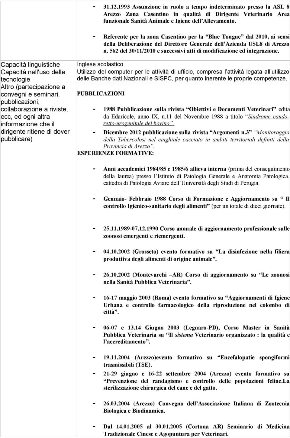 562 del 30/11/2010 e successivi atti di modificazione ed integrazione.