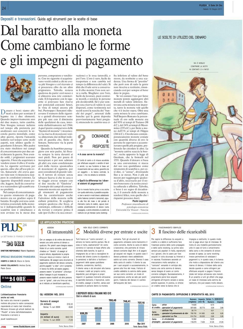 PLUS24 1 Il Sole 24 Ore Sabato 18 Giugno 2011 Denaro e beni: siamo abituati a dare per scontato il legame tra i due elementi. Quando improvvisamente uno dei due manca, tutto cambia.