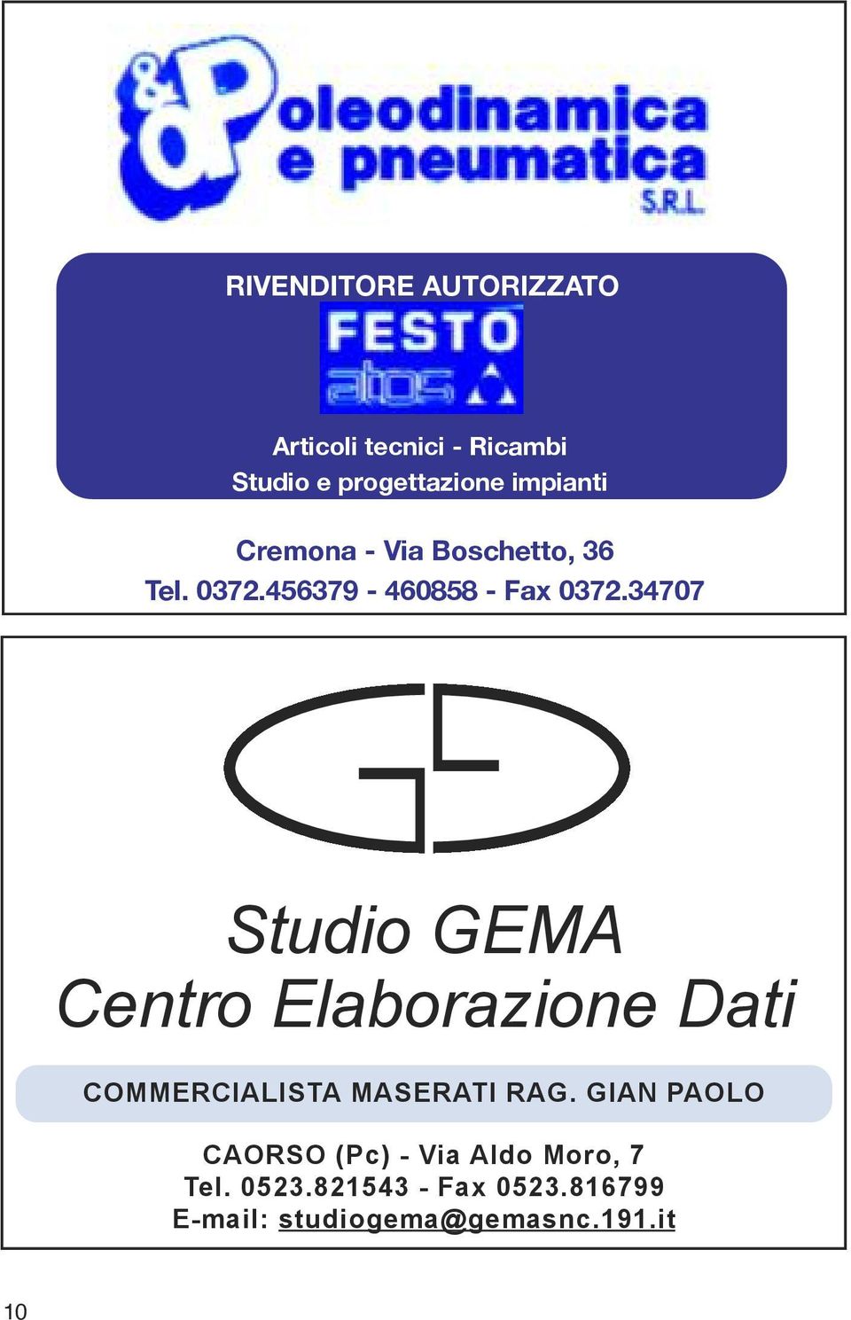 34707 Studio GEMA Centro Elaborazione Dati CommerCialista maserati rag.