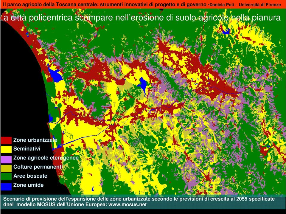 umide Scenario di previsione dell espansione delle zone urbanizzate secondo le