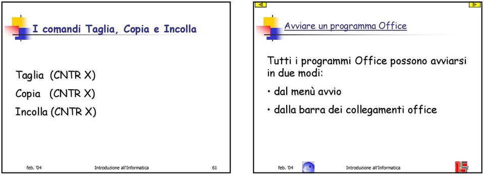 avviarsi in due modi: dal menù avvio dalla barra dei collegamenti office