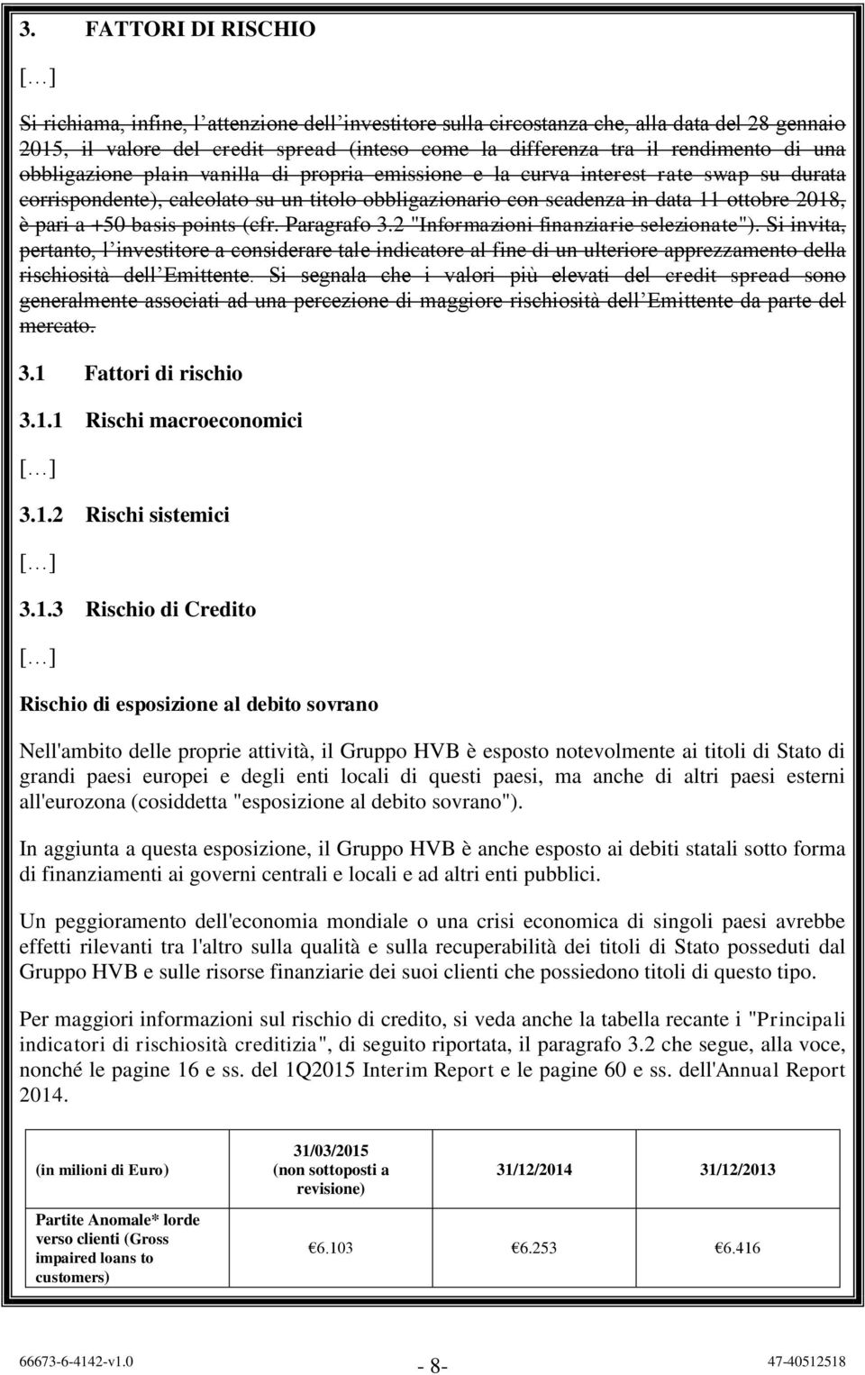 è pari a +50 basis points (cfr. Paragrafo 3.2 "Informazioni finanziarie selezionate").