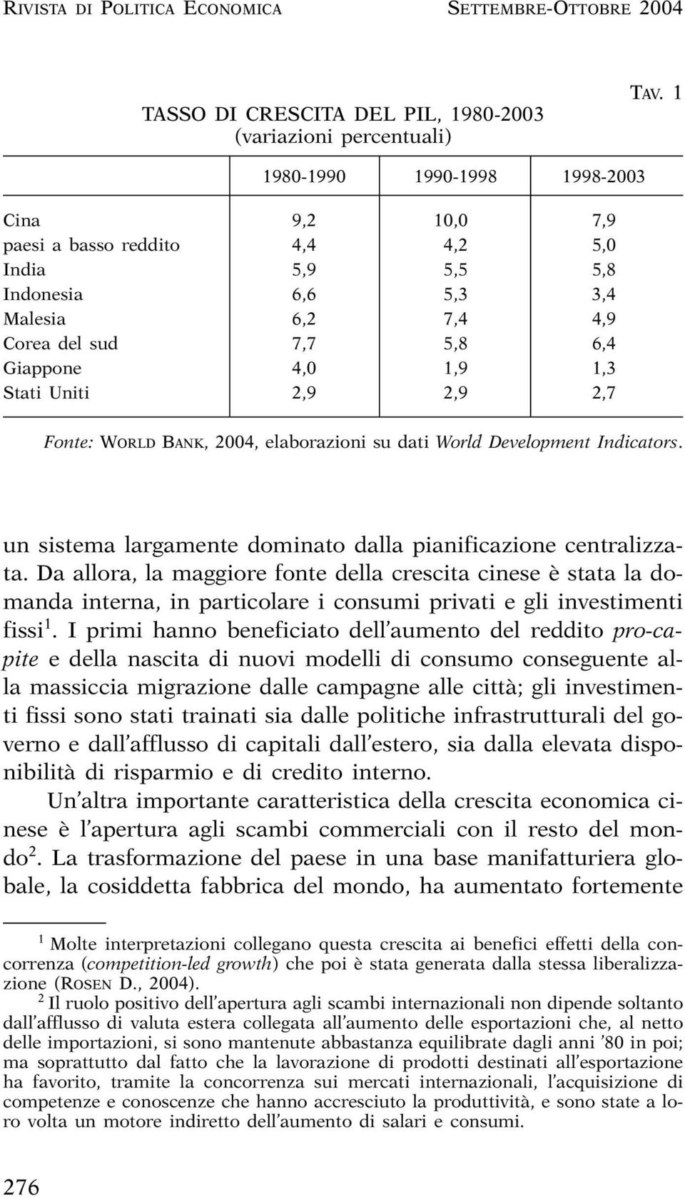 Uniti 2,9 2,9 2,7 Fonte: WORLD BANK, 2004, elaborazioni su dati World Development Indicators. un sistema largamente dominato dalla pianificazione centralizzata.