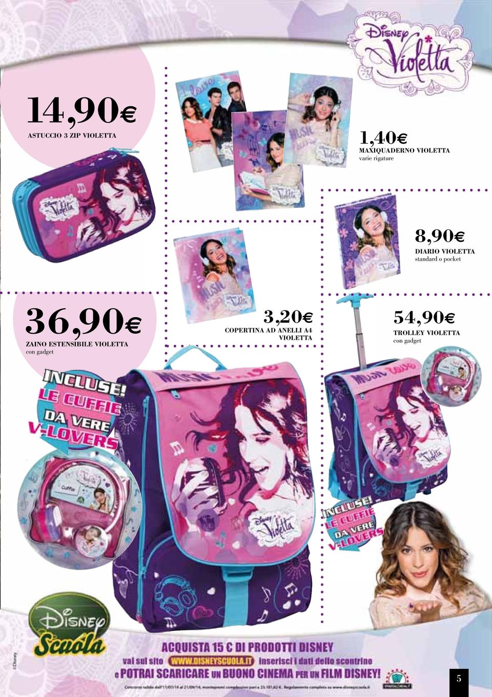 36,90 ZAINO ESTENSIBILE VIOLETTA con gadget 3,20