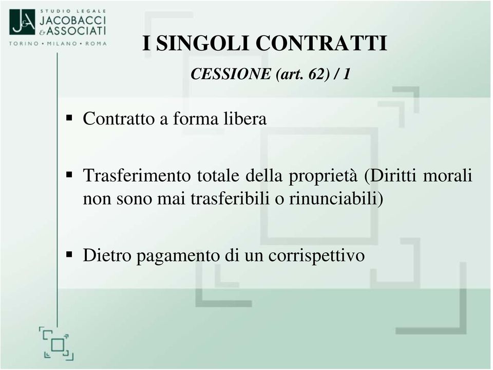 62) / 1 Trasferimento totale della proprietà