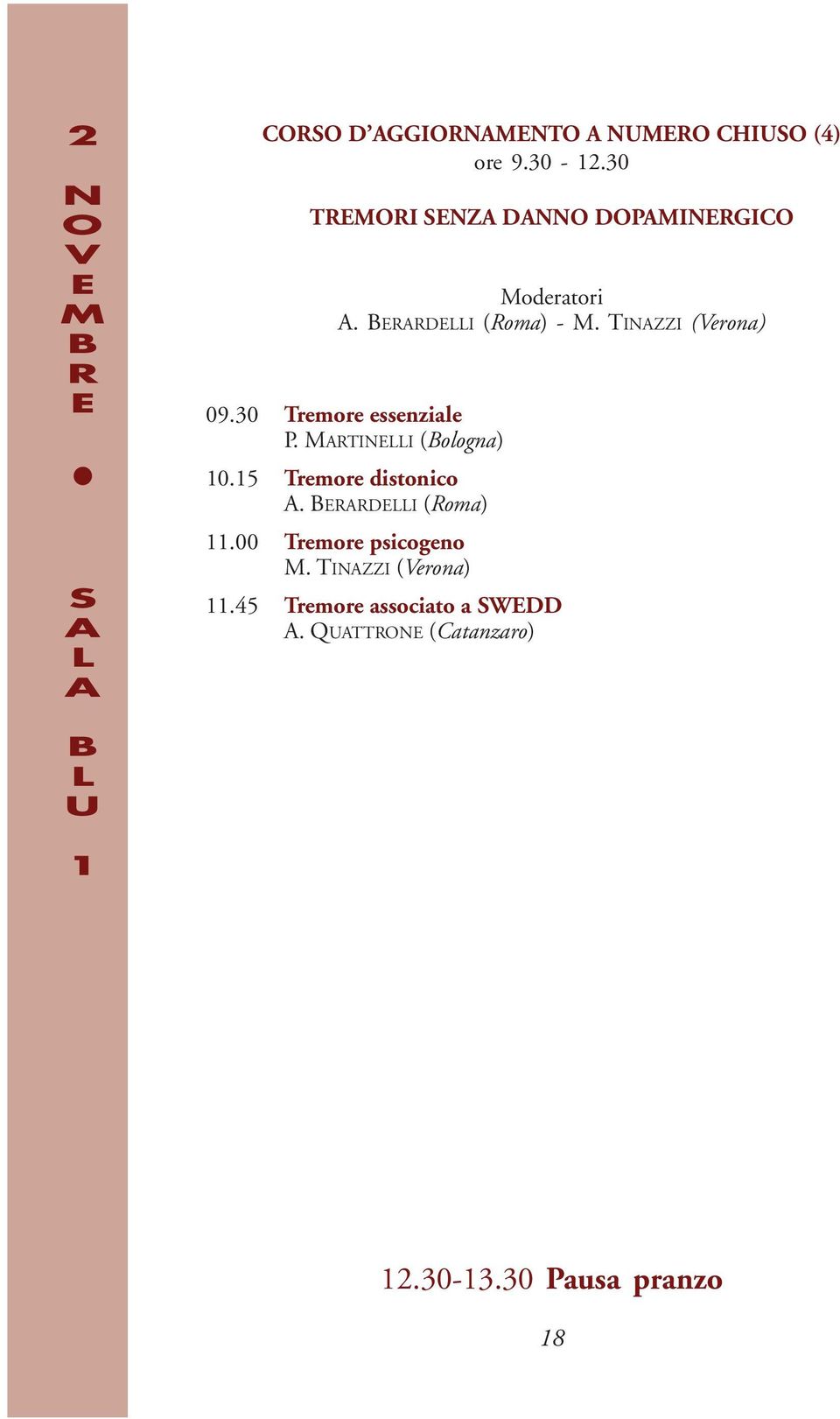 15 Tremore distonico. D (oma) 11.00 Tremore psicogeno.